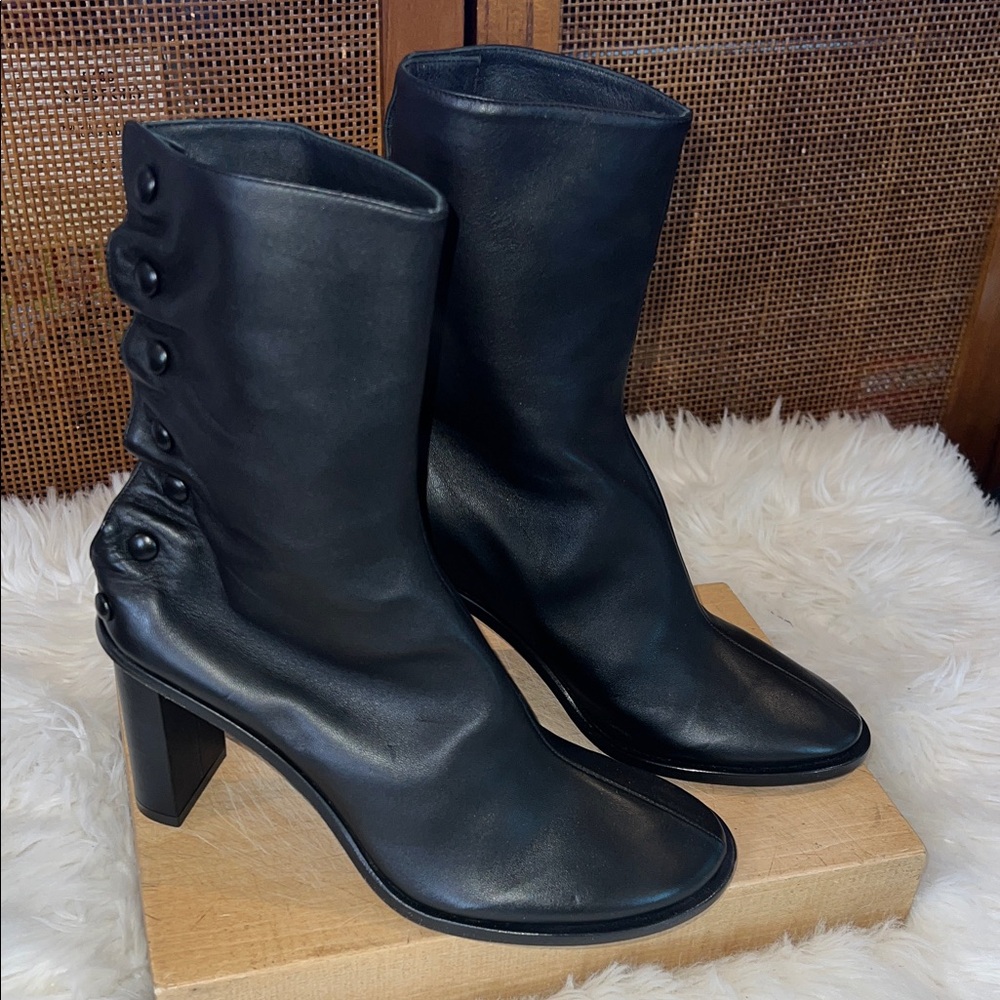 The Row Teatime Snap Closure Mid Height Leather Boot